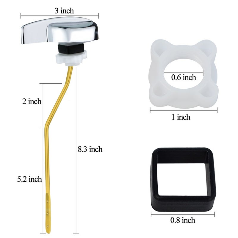 Jmkcoz Angle Fitting Side Mount Toilet Flush Lever Handle for TOTO Toilet Tank Universal Fit for Most Toilet, Toilet Repair Handle with Nut, Copper Lever - Image 2